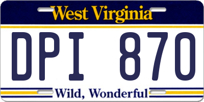 WV license plate DPI870