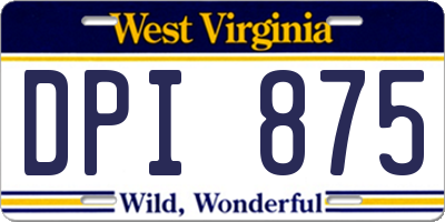 WV license plate DPI875