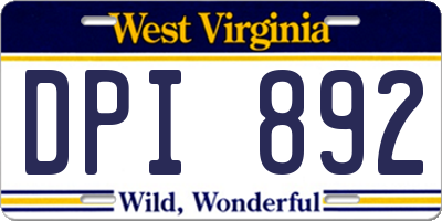 WV license plate DPI892