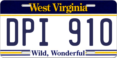 WV license plate DPI910