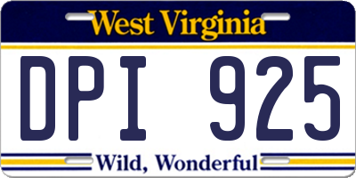 WV license plate DPI925