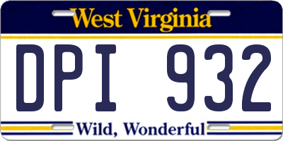WV license plate DPI932