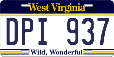 WV license plate DPI937