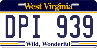 WV license plate DPI939