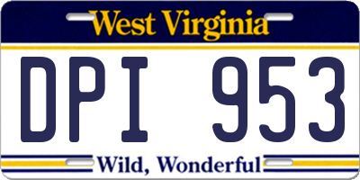 WV license plate DPI953