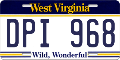 WV license plate DPI968