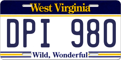 WV license plate DPI980