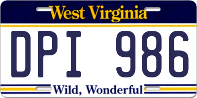 WV license plate DPI986