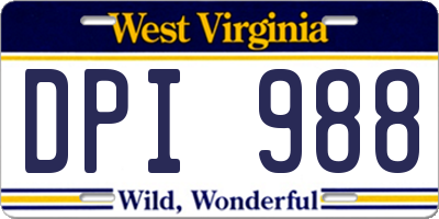 WV license plate DPI988