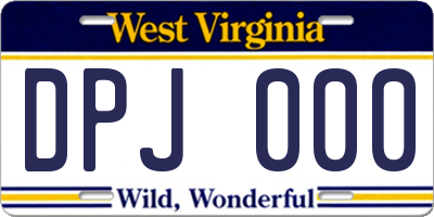 WV license plate DPJ000