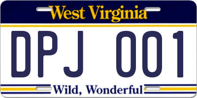 WV license plate DPJ001