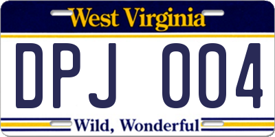 WV license plate DPJ004