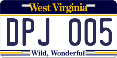 WV license plate DPJ005