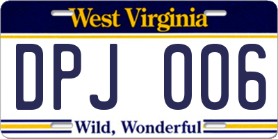 WV license plate DPJ006