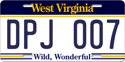 WV license plate DPJ007