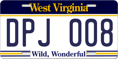 WV license plate DPJ008
