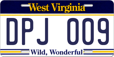 WV license plate DPJ009