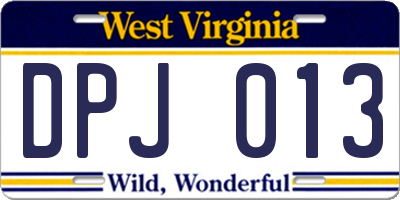 WV license plate DPJ013