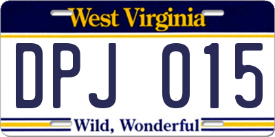 WV license plate DPJ015