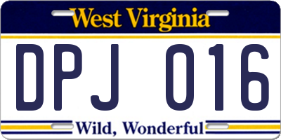 WV license plate DPJ016