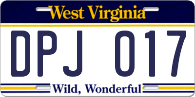 WV license plate DPJ017