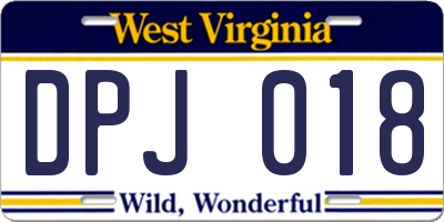 WV license plate DPJ018
