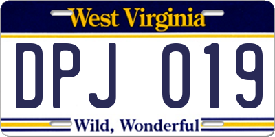WV license plate DPJ019
