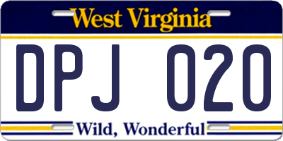 WV license plate DPJ020