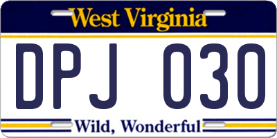 WV license plate DPJ030