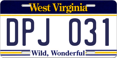 WV license plate DPJ031