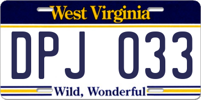 WV license plate DPJ033