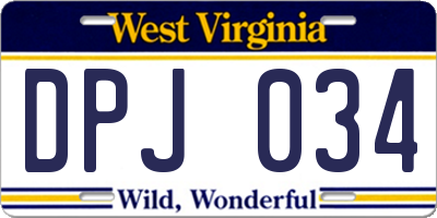 WV license plate DPJ034