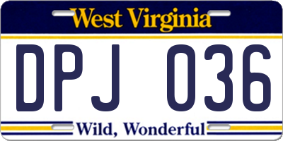 WV license plate DPJ036