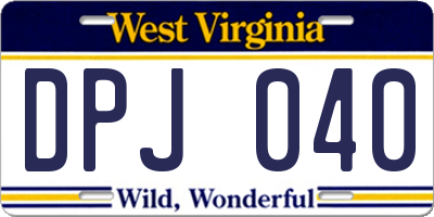 WV license plate DPJ040