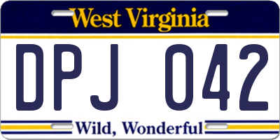 WV license plate DPJ042