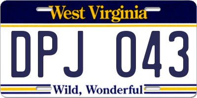WV license plate DPJ043