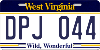 WV license plate DPJ044
