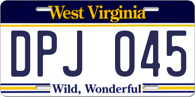 WV license plate DPJ045