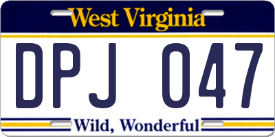 WV license plate DPJ047