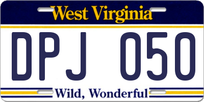 WV license plate DPJ050