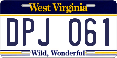 WV license plate DPJ061