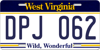 WV license plate DPJ062