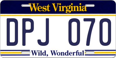 WV license plate DPJ070
