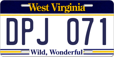 WV license plate DPJ071