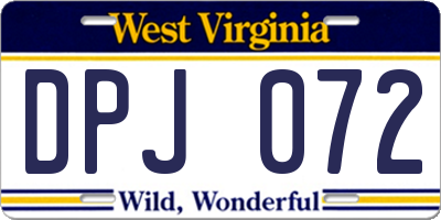 WV license plate DPJ072