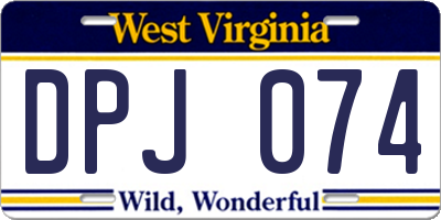 WV license plate DPJ074