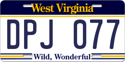 WV license plate DPJ077