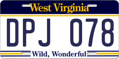 WV license plate DPJ078