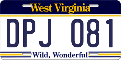 WV license plate DPJ081