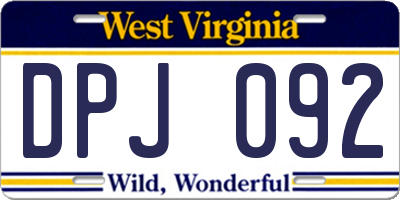 WV license plate DPJ092